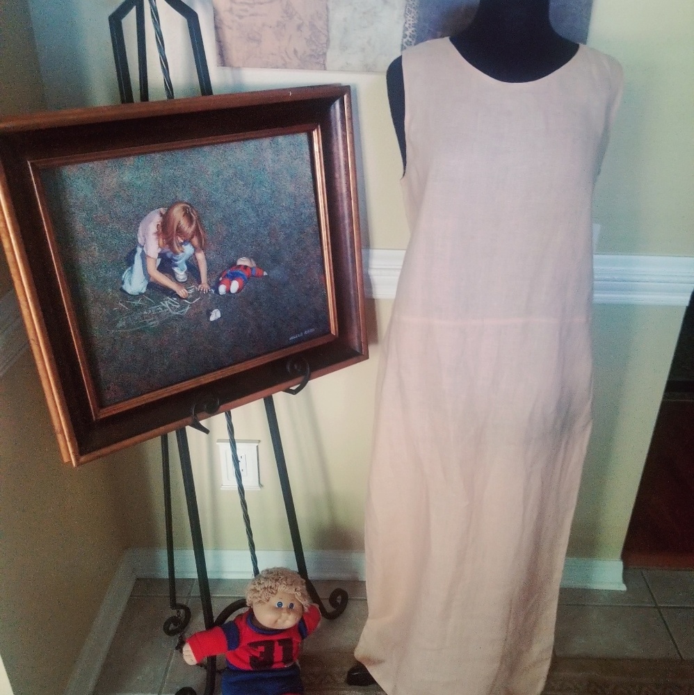 Larkspur pinkish beigh sleevless sheer long dress